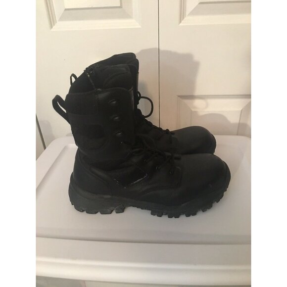 HY-TEST STEEL TOE  Safety Side Zip/lace‎ BLACK LEATHER BOOTS Men’s Sz 11.5 M main image 7